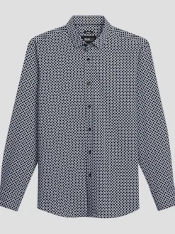 Button Up Shirts|Long Sleeve Button Up Shirts-Awearness Kenneth Cole Slim Fit Anti-Microbial 4-Way Stretch Button Up Shirt Black