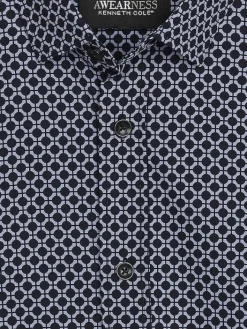 Button Up Shirts|Long Sleeve Button Up Shirts-Awearness Kenneth Cole Slim Fit Anti-Microbial 4-Way Stretch Button Up Shirt Black