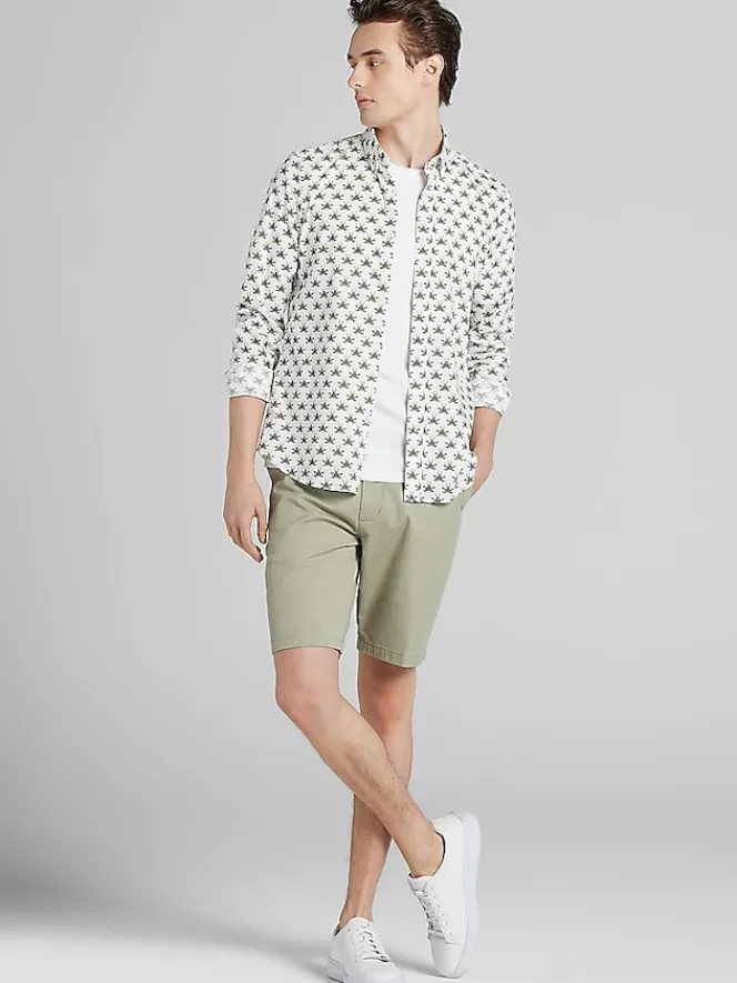 Button Up Shirts|Long Sleeve Button Up Shirts-Paisley &Amp; Gray Slim Fit Bee Button Up Shirt White