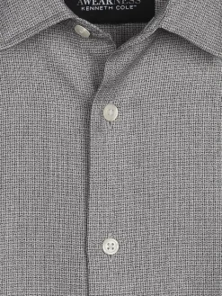 Button Up Shirts|Long Sleeve Button Up Shirts-Awearness Kenneth Cole Slim Fit Breathable Button Up Shirt Light Grey