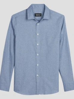 Button Up Shirts|Long Sleeve Button Up Shirts-Awearness Kenneth Cole Slim Fit Breathable Collared Button Up Shirt Med Blue