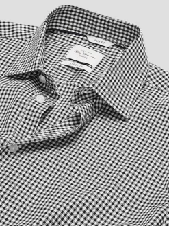 Big & Tall Dress Shirts|Patterned Dress Shirts-Ben Sherman Slim Fit Check Button-Up Dress Shirt Black Check