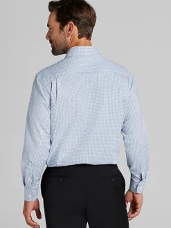 Patterned Dress Shirts|Dress Shirts-Pronto Uomo Slim Fit Check Dress Shirt Blue