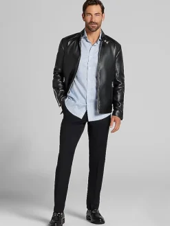 Patterned Dress Shirts|Dress Shirts-Pronto Uomo Slim Fit Check Dress Shirt Blue