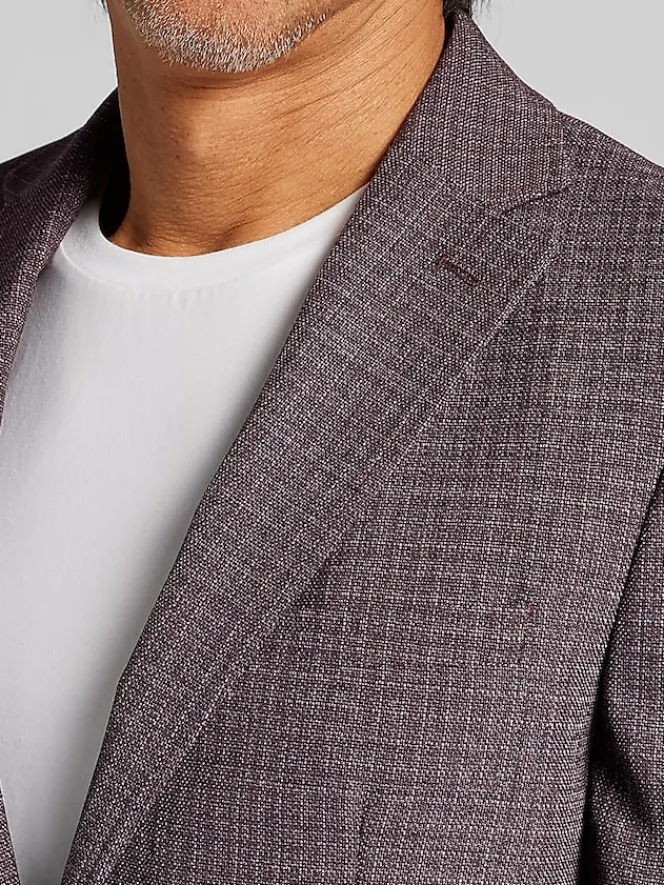 Sport Coats|Sport Coats-Calvin Klein Slim Fit Check Sport Coat Wine Check