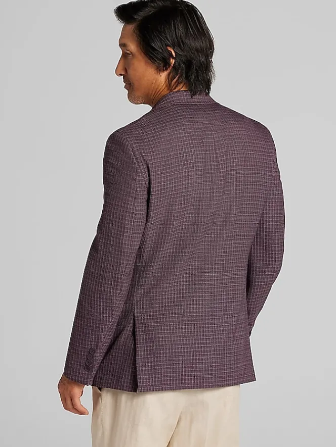 Sport Coats|Sport Coats-Calvin Klein Slim Fit Check Sport Coat Wine Check