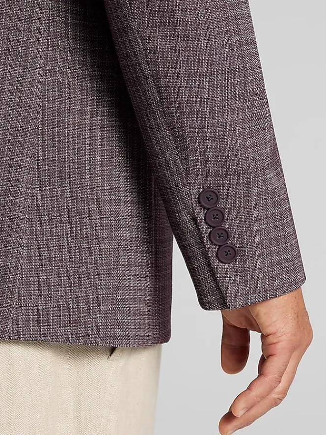 Sport Coats|Sport Coats-Calvin Klein Slim Fit Check Sport Coat Wine Check