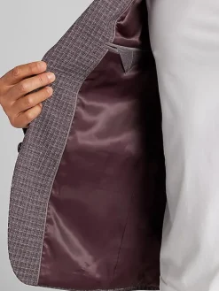 Sport Coats|Sport Coats-Calvin Klein Slim Fit Check Sport Coat Wine Check