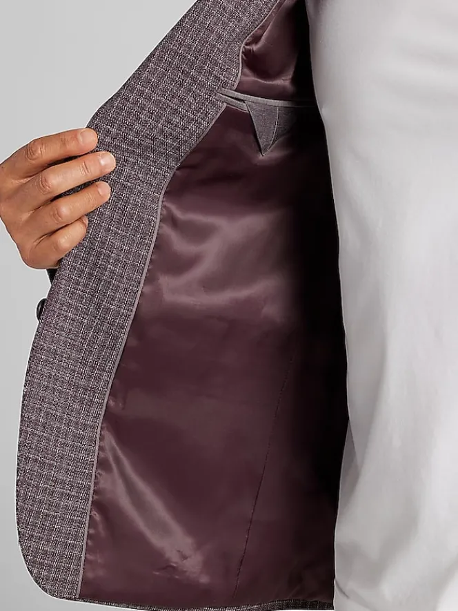 Sport Coats|Sport Coats-Calvin Klein Slim Fit Check Sport Coat Wine Check