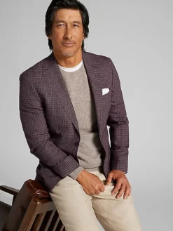 Sport Coats|Sport Coats-Calvin Klein Slim Fit Check Sport Coat Wine Check
