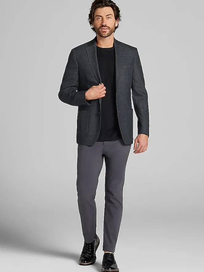 Sport Coats|Sport Coats-Calvin Klein Slim Fit Check Sport Coat Grey/Charcoal Check