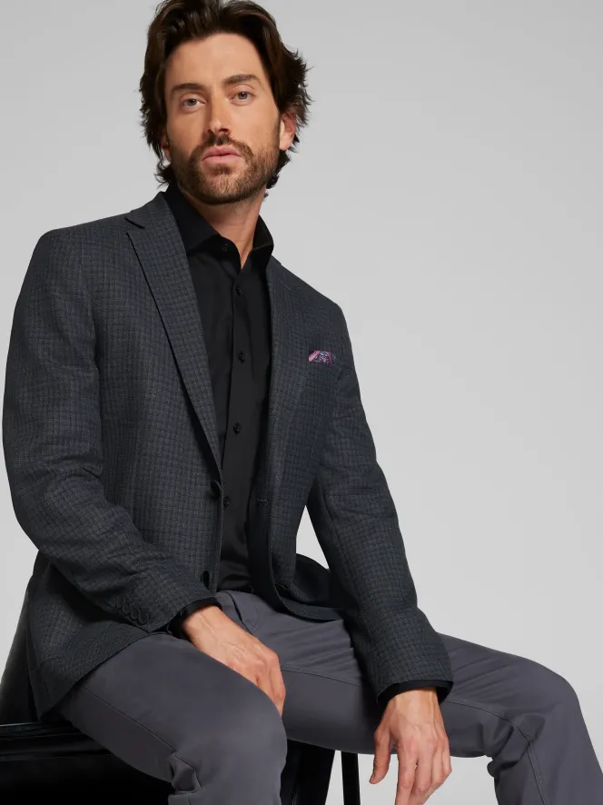 Sport Coats|Sport Coats-Calvin Klein Slim Fit Check Sport Coat Grey/Charcoal Check