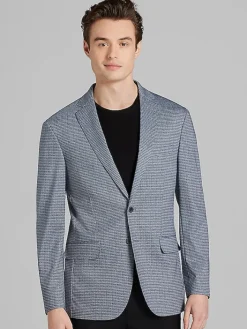 Sport Coats|Sport Coats-Awearness Kenneth Cole Slim Fit Check Sport Coat Grey/Blue Check Knit