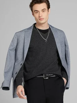 Sport Coats|Sport Coats-Awearness Kenneth Cole Slim Fit Check Sport Coat Grey/Blue Check Knit