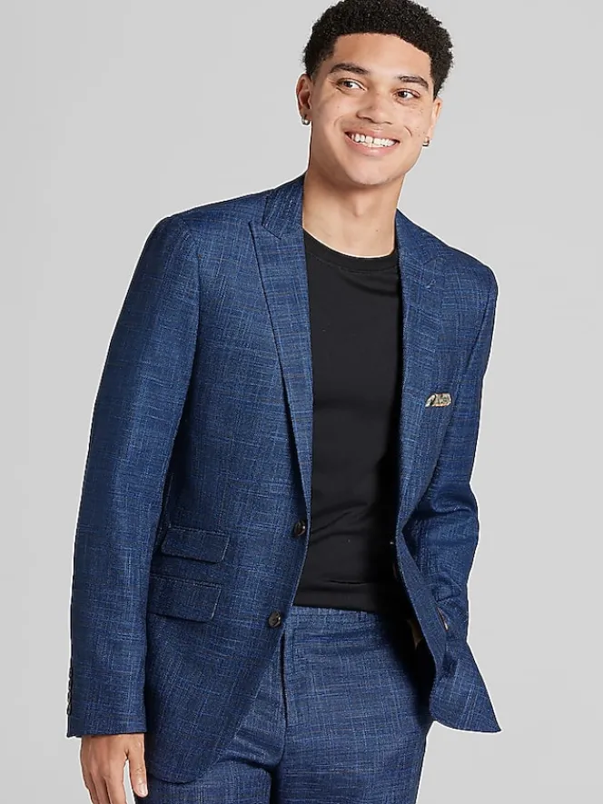 3-piece Suits|Suit Separates-Paisley &Amp; Gray Slim Fit Check Suit Jacket Blue Check