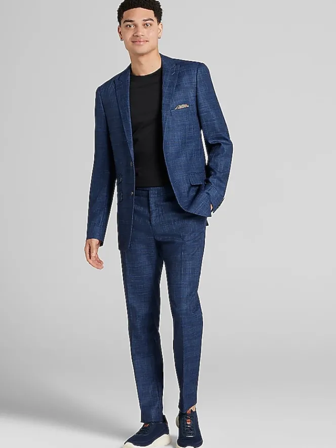 3-piece Suits|Suit Separates-Paisley &Amp; Gray Slim Fit Check Suit Jacket Blue Check