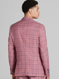 3-piece Suits|Suit Separates-Paisley &Amp; Gray Slim Fit Check Suit Jacket Pink Blue Check