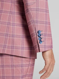 3-piece Suits|Suit Separates-Paisley &Amp; Gray Slim Fit Check Suit Jacket Pink Blue Check