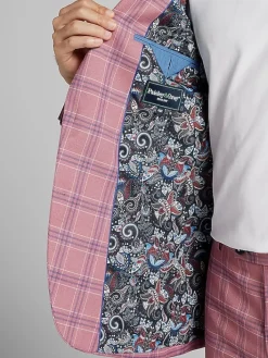 3-piece Suits|Suit Separates-Paisley &Amp; Gray Slim Fit Check Suit Jacket Pink Blue Check