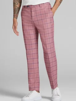 Dress Pants|3-piece Suits-Paisley &Amp; Gray Slim Fit Check Suit Pants Pink Blue Check
