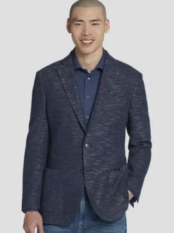 Sport Coats|Sport Coats-Joseph Abboud Slim Fit Cotton Blend Knit Sport Coat Med Blue
