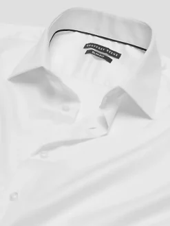 Solid Dress Shirts|Dress Shirts-Geoffrey Beene Slim Fit Cotton Blend Spread Collar Dress Shirt Black Solid