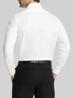 Dress Shirts|Formal Shirts-Calvin Klein Slim Fit Covered Placket Formal Shirt Black