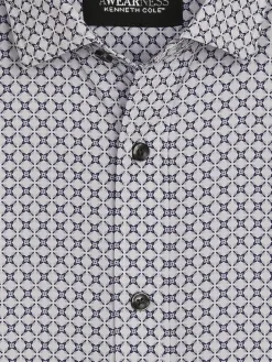Button Up Shirts|Long Sleeve Button Up Shirts-Awearness Kenneth Cole Slim Fit Diamond Kaleidoscope Button Up Shirt Lt Purple