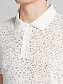 Polos-Paisley &Amp; Gray Slim Fit Diamond Polo White