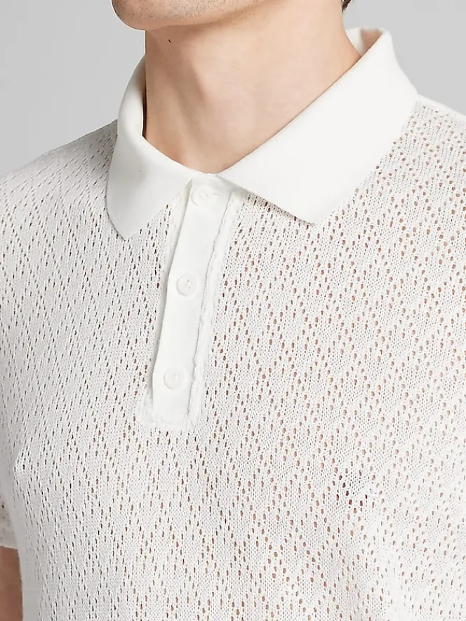 Polos-Paisley &Amp; Gray Slim Fit Diamond Polo White