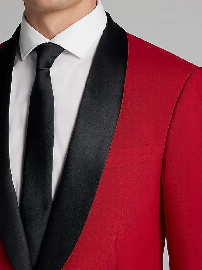 Big & Tall Sport Coats|Sport Coats-Egara Slim Fit Dinner Jacket Red