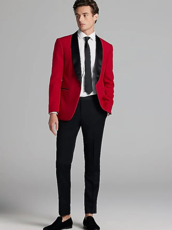 Big & Tall Sport Coats|Sport Coats-Egara Slim Fit Dinner Jacket Red