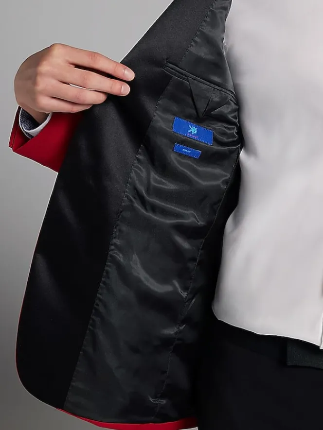 Big & Tall Sport Coats|Sport Coats-Egara Slim Fit Dinner Jacket Red