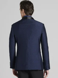 Dinner Jackets-Egara Slim Fit Dinner Jacket Navy Diamond Jacquard