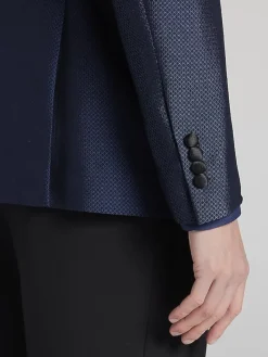 Dinner Jackets-Egara Slim Fit Dinner Jacket Navy Diamond Jacquard