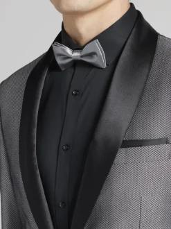 Dinner Jackets|Sport Coats-Egara Slim Fit Dinner Jacket Black/Silver Herringbone