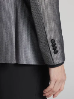 Dinner Jackets|Sport Coats-Egara Slim Fit Dinner Jacket Black/Silver Herringbone