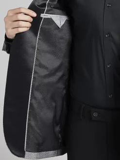 Dinner Jackets|Sport Coats-Egara Slim Fit Dinner Jacket Black/Silver Herringbone