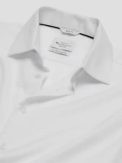 Solid Dress Shirts|Designer Dress Shirts-Ben Sherman Slim Fit Dobby Basketweave Dress Shirt White Solid