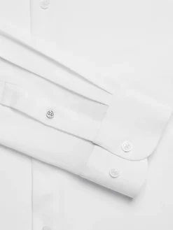 Solid Dress Shirts|Designer Dress Shirts-Ben Sherman Slim Fit Dobby Basketweave Dress Shirt White Solid