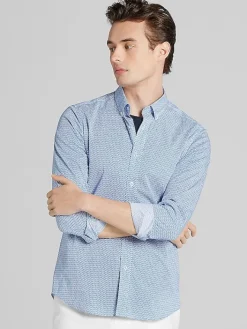 Button Up Shirts|Long Sleeve Button Up Shirts-Paisley &Amp; Gray Slim Fit Dot Button Up Shirt Light Blue