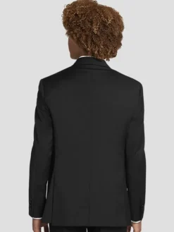 Tuxedos|Big & Tall Tuxedos-BLACK by Vera Wang Slim Fit Double Breasted Tuxedo Jacket Black Formal