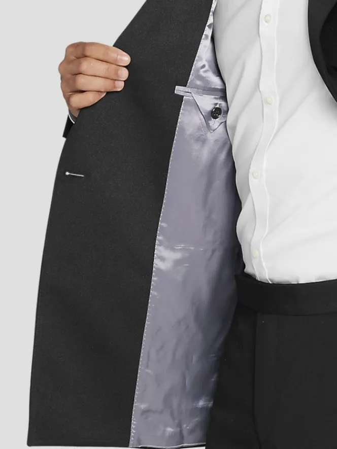Tuxedos|Big & Tall Tuxedos-BLACK by Vera Wang Slim Fit Double Breasted Tuxedo Jacket Black Formal
