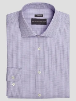 Patterned Dress Shirts|Dress Shirts-Wilke-Rodriguez Slim Fit End On End Check Shirt Lavender