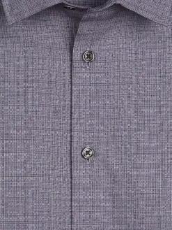 Button Up Shirts|Long Sleeve Button Up Shirts-Awearness Kenneth Cole Slim Fit Fine Grid Print Button Up Shirt Purple