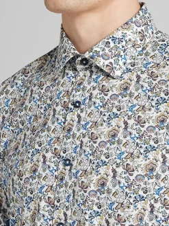 Button Up Shirts|Long Sleeve Button Up Shirts-Paisley &Amp; Gray Slim Fit Floral Button Up Shirt Med Blue