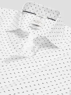 Big & Tall Dress Shirts|Patterned Dress Shirts-Ben Sherman Slim Fit Floral Dress Shirt White Fancy