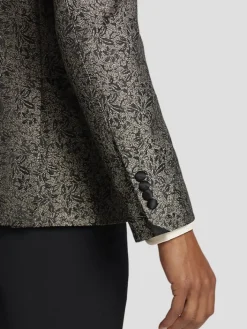 Dinner Jackets-Egara Slim Fit Floral Satin Dinner Jacket Brown Floral