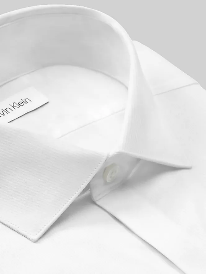 Dress Shirts|Formal Shirts-Calvin Klein Slim Fit French Cuff Formal Shirt White