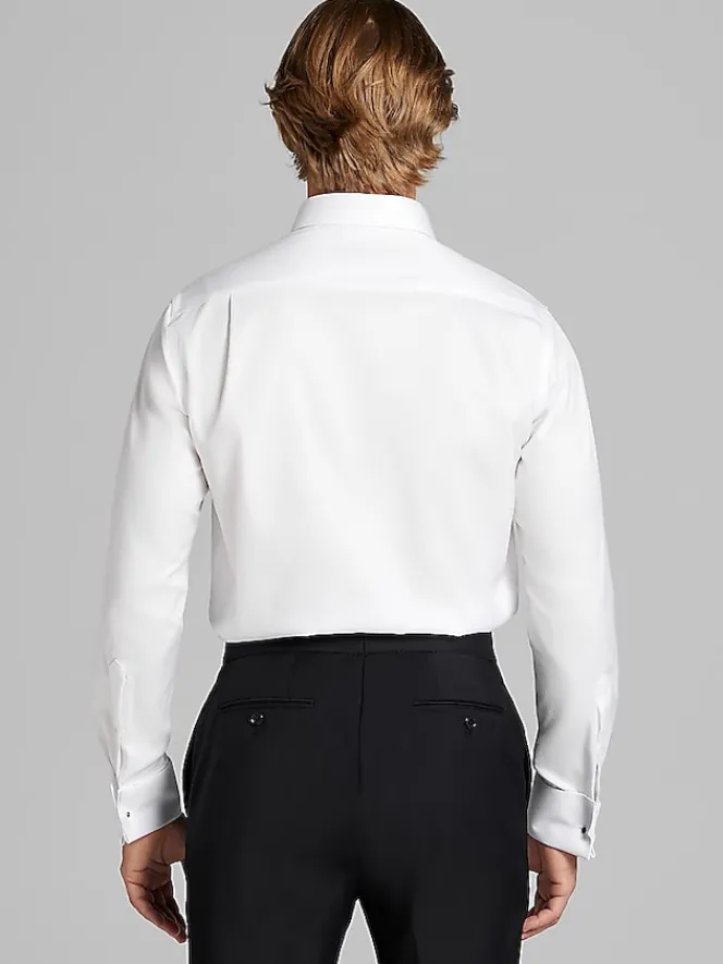 Dress Shirts|Formal Shirts-Pronto Uomo Slim Fit French Cuff Tuxedo Shirt Tuxedo White